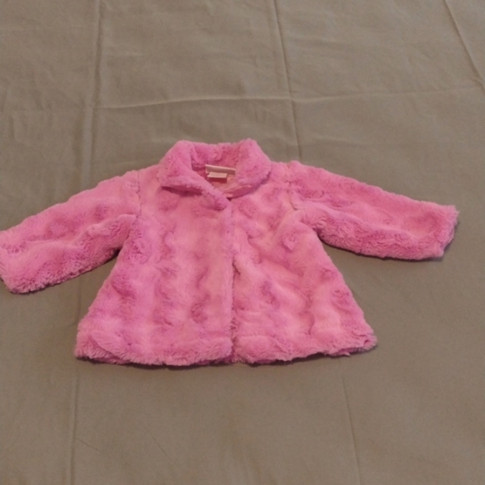Infant Teddyboom pink fake fur jacket 12m